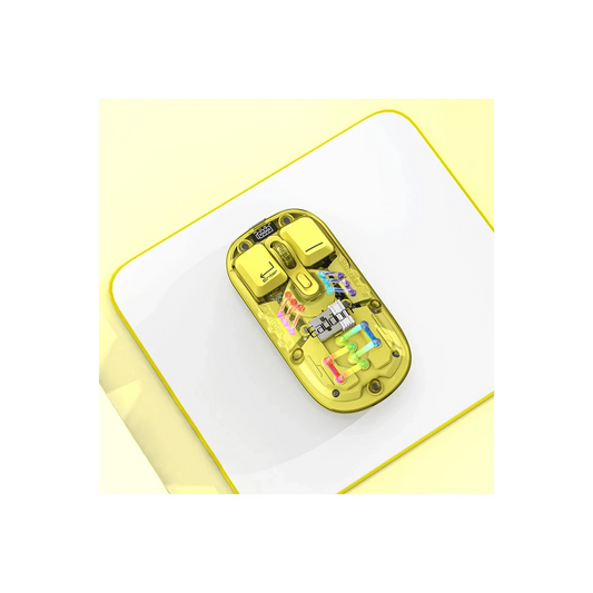 Earldom KM16 1600 DPI Sessiz Transparan Yapılı RGB Kablosuz Ofis Mouse - Sarı