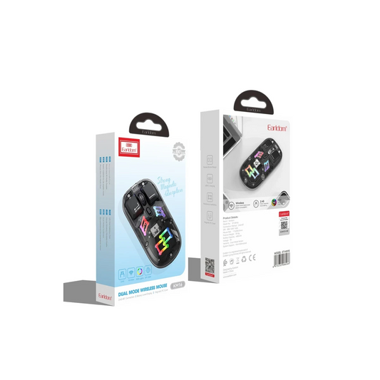 Earldom KM16 1600 DPI Sessiz Transparan Yapılı RGB Kablosuz Ofis Mouse - Siyah