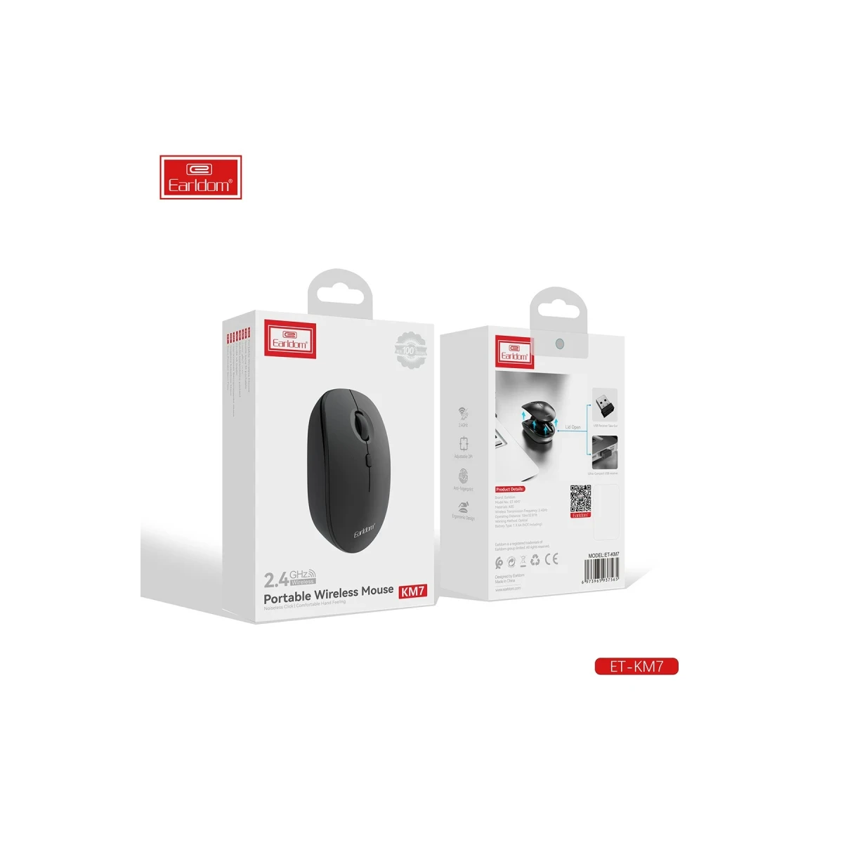 Earldom KM7 Sessiz Kablosuz Ofis Mouse - Siyah