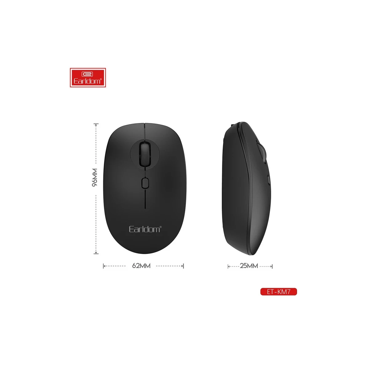 Earldom KM7 Sessiz Kablosuz Ofis Mouse - Siyah