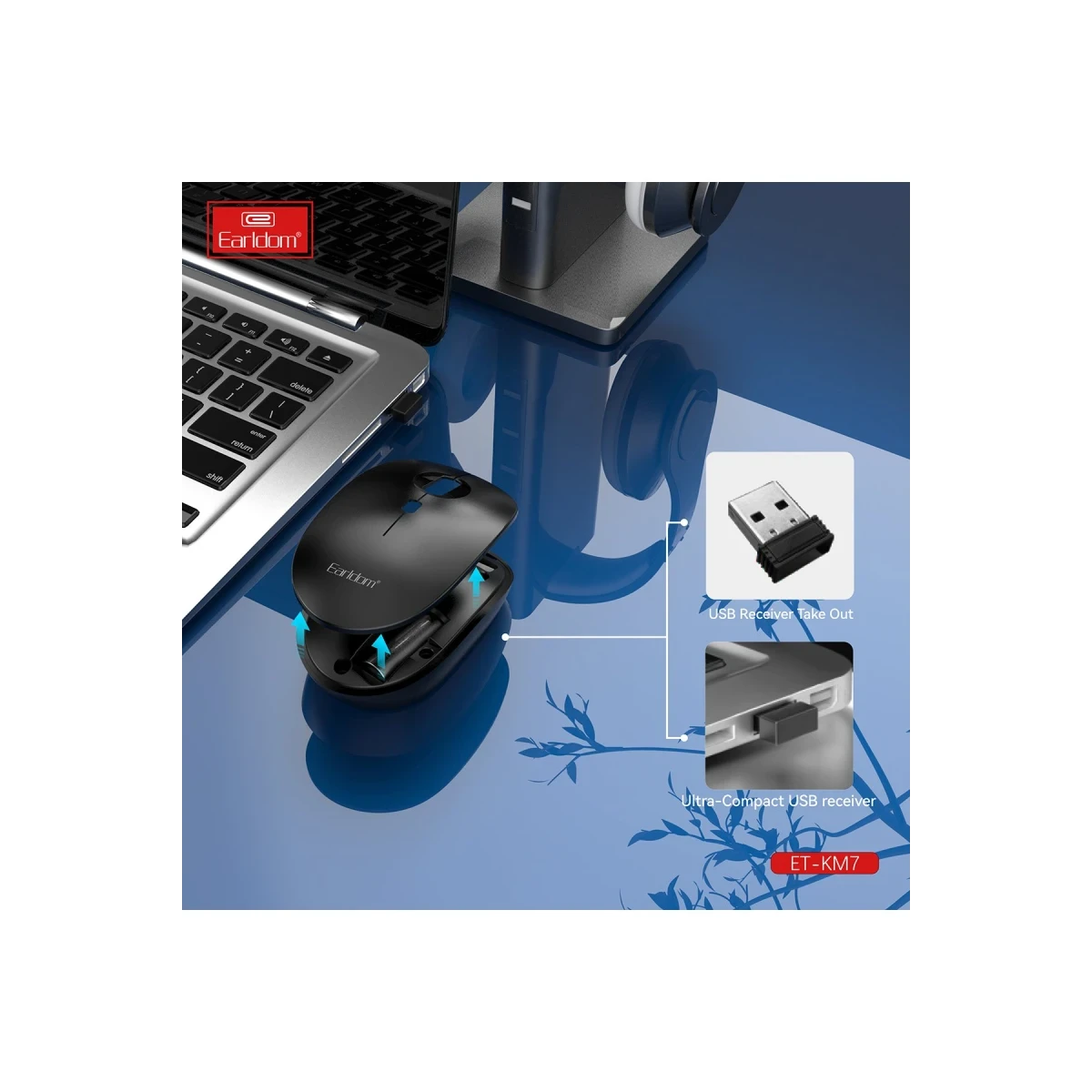 Earldom KM7 Sessiz Kablosuz Ofis Mouse - Siyah
