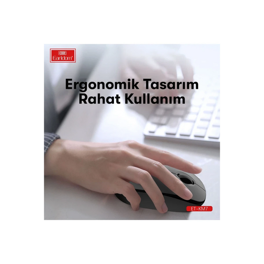 Earldom KM7 Sessiz Kablosuz Ofis Mouse - Siyah