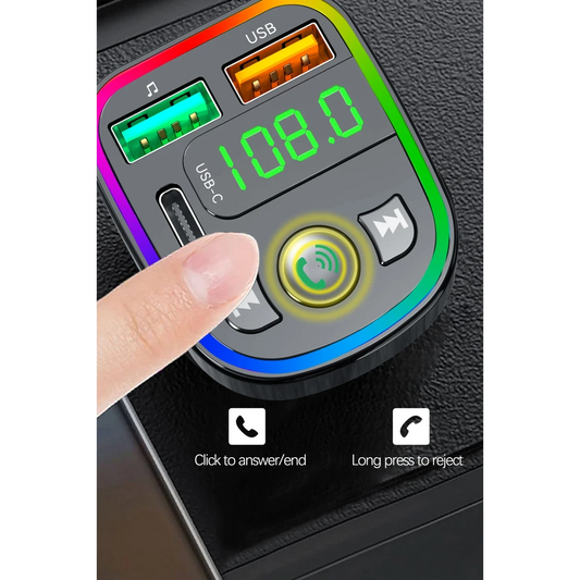 Earldom M103 Bluetooth USB ve Type C Çıkışlı Hızlı Şarj Dijital FM Transmitter - Siyah