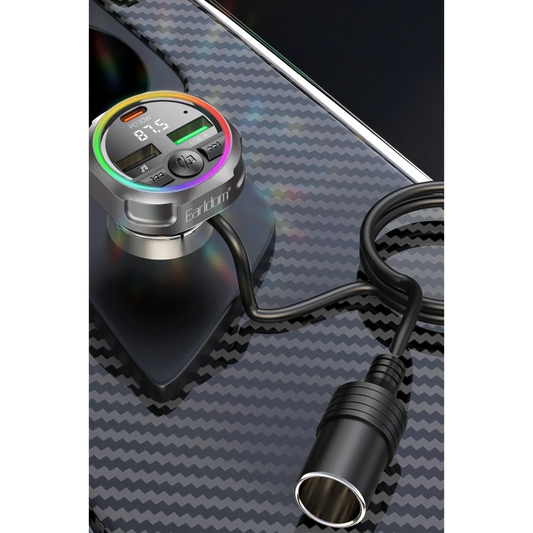 Earldom M113 Bluetooth USB Type-C ve Çakmaklık Çıkışlı Hızlı Araç Şarjı - Siyah