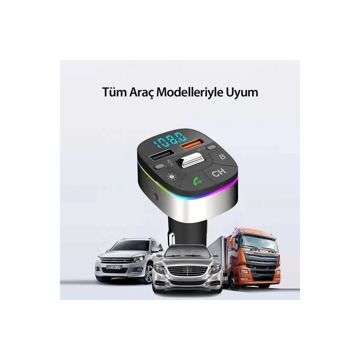 Earldom M74 Bluetooth USB 3.0 Dijital Ekranlı FM Transmitter - Siyah