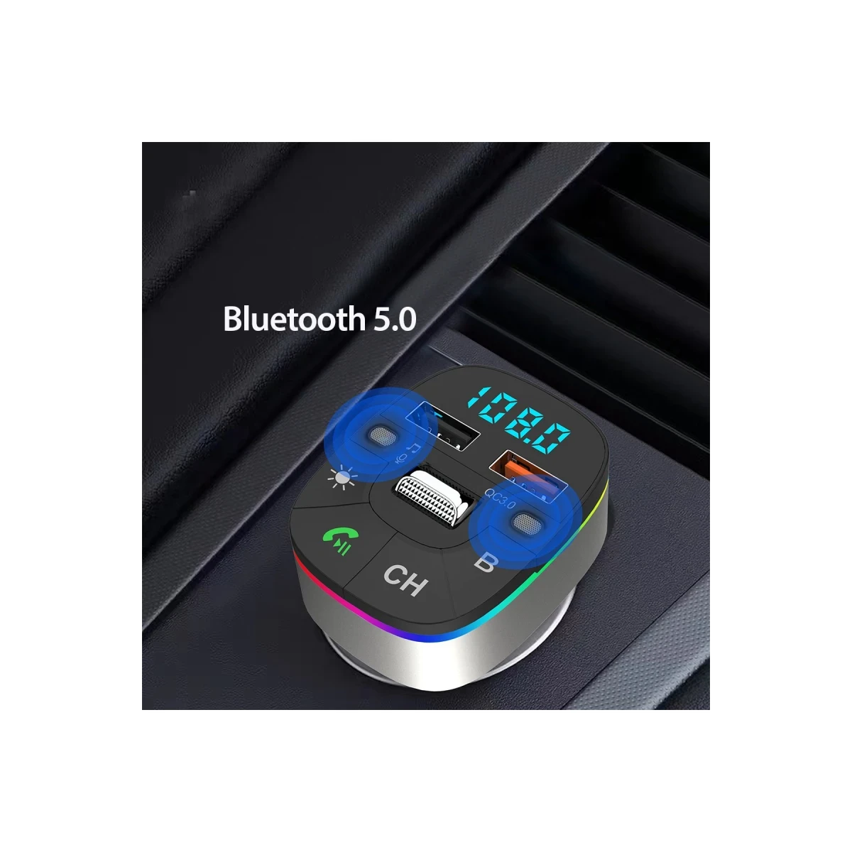 Earldom M74 Bluetooth USB 3.0 Dijital Ekranlı FM Transmitter - Siyah