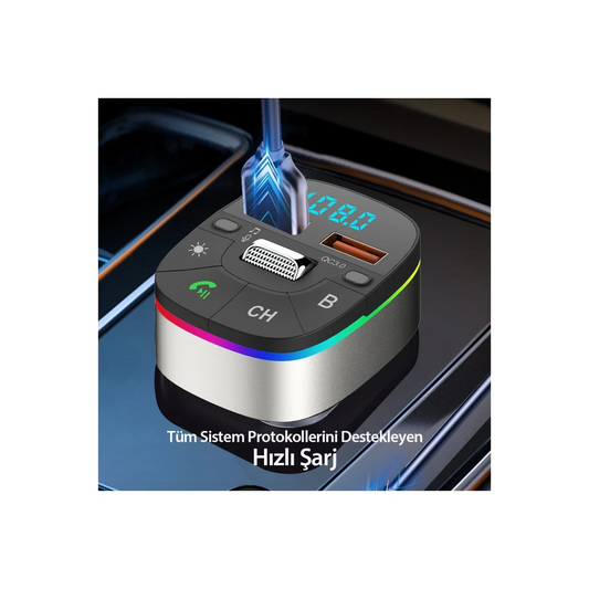 Earldom M74 Bluetooth USB 3.0 Dijital Ekranlı FM Transmitter - Siyah