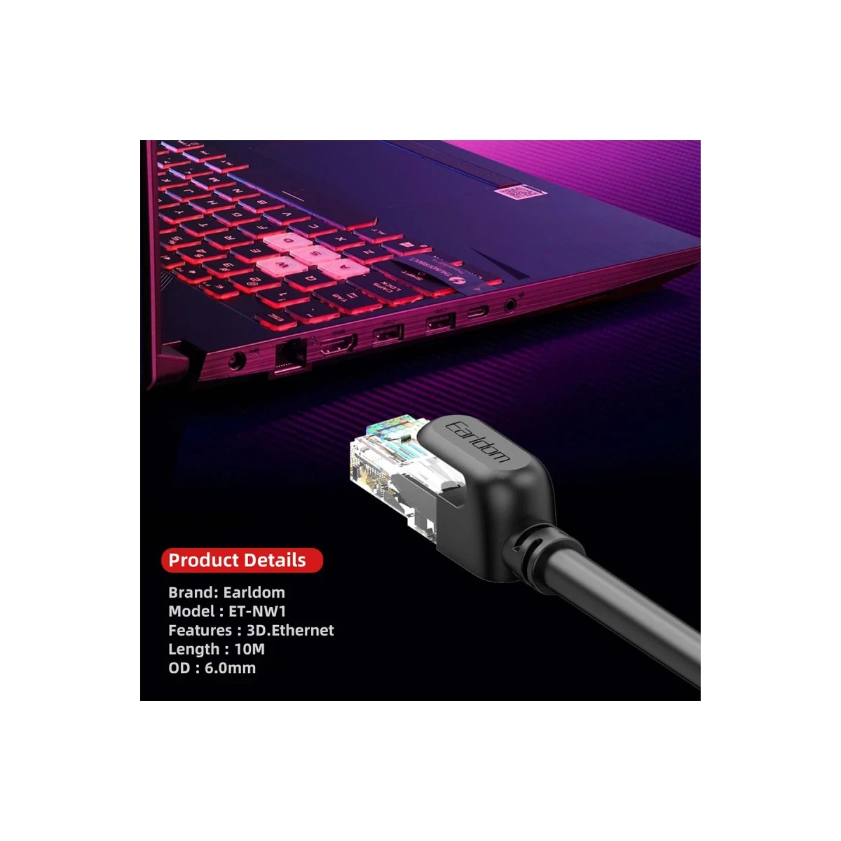 Earldom NW1 10M Cat 6 Ethernet Network Kablosu - Siyah