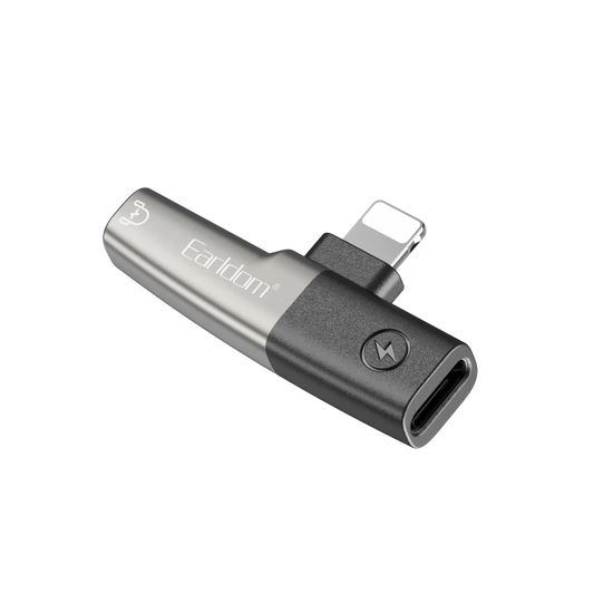 Earldom OT107L Lightning to 3.5mm ve Lightning Çıkış Dönüştürücü - Siyah