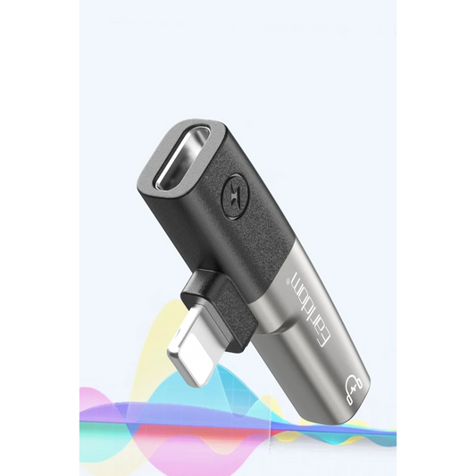 Earldom OT107L Lightning to 3.5mm ve Lightning Çıkış Dönüştürücü - Siyah