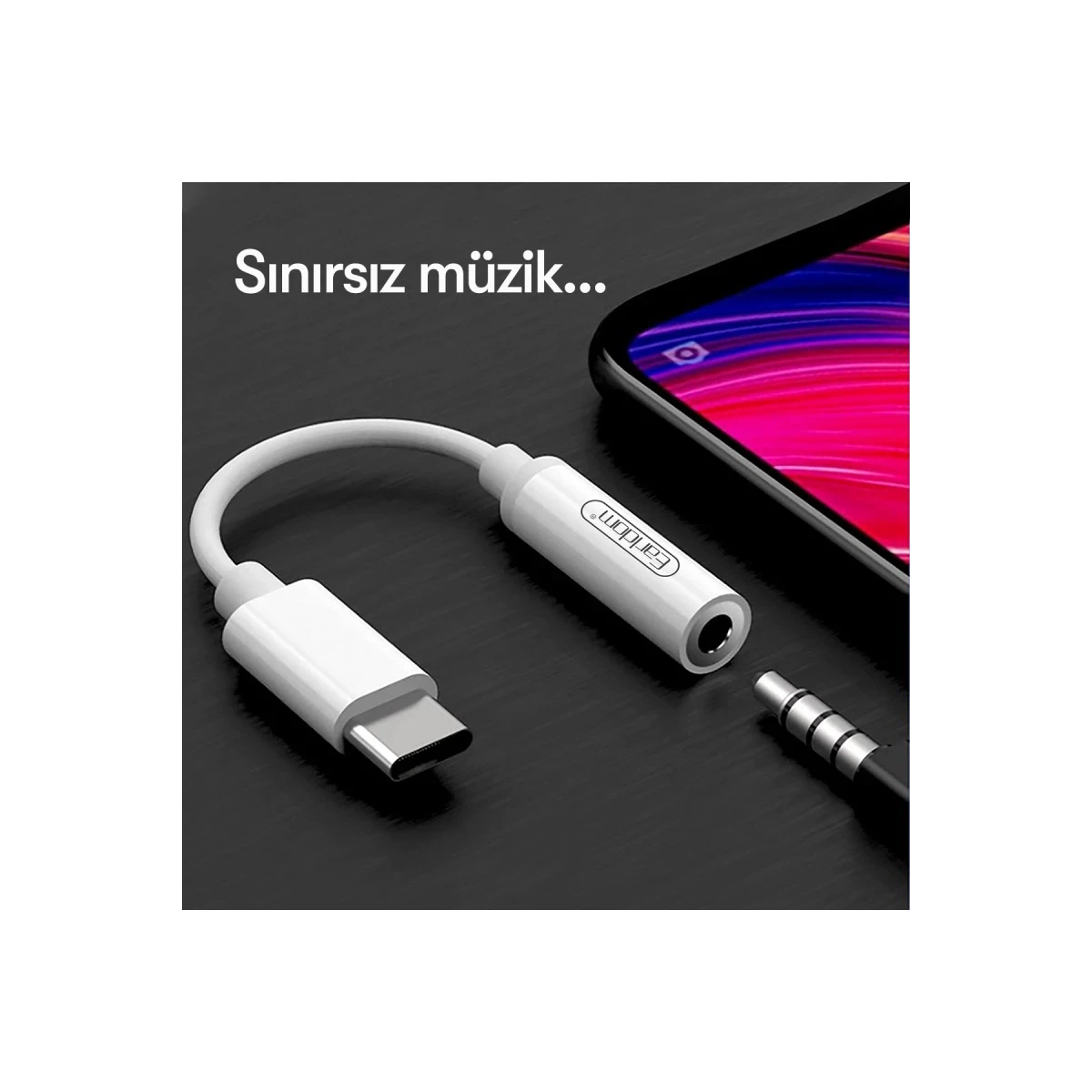 Earldom OT42 Tak Çalıştır Type-C to Aux Dönüştürücü - Beyaz