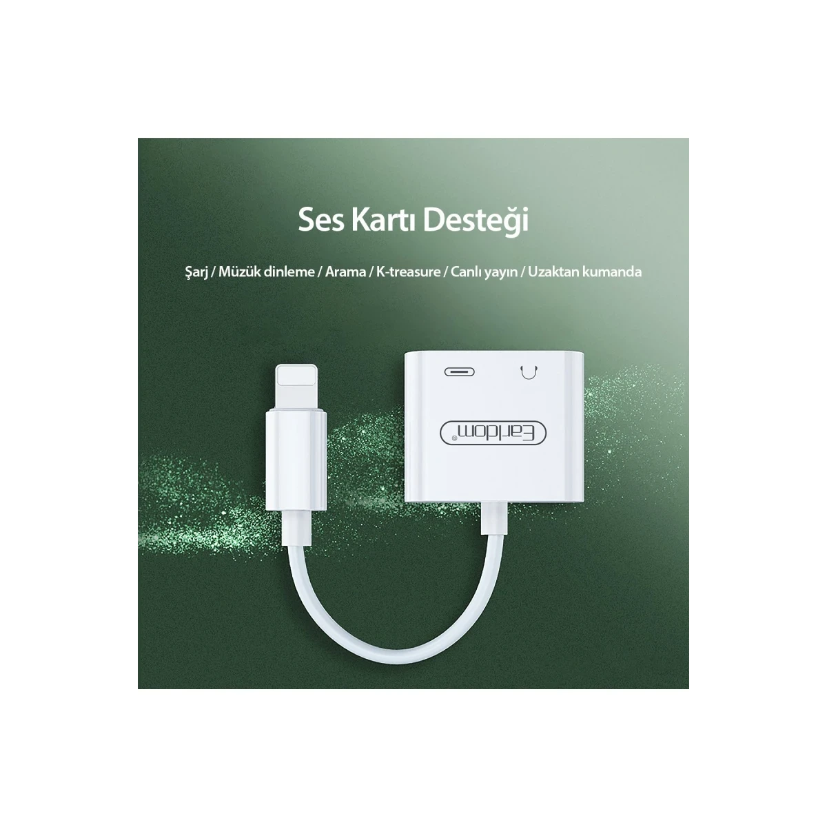 Earldom OT46 Tak Çalıştır Lightning to 2in1 Type-C ve Aux Dönüştürücü - Beyaz