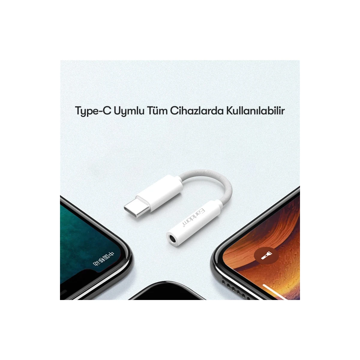 Earldom OT69 Tak Çalıştır Type-C to Aux Dönüştürücü - Beyaz
