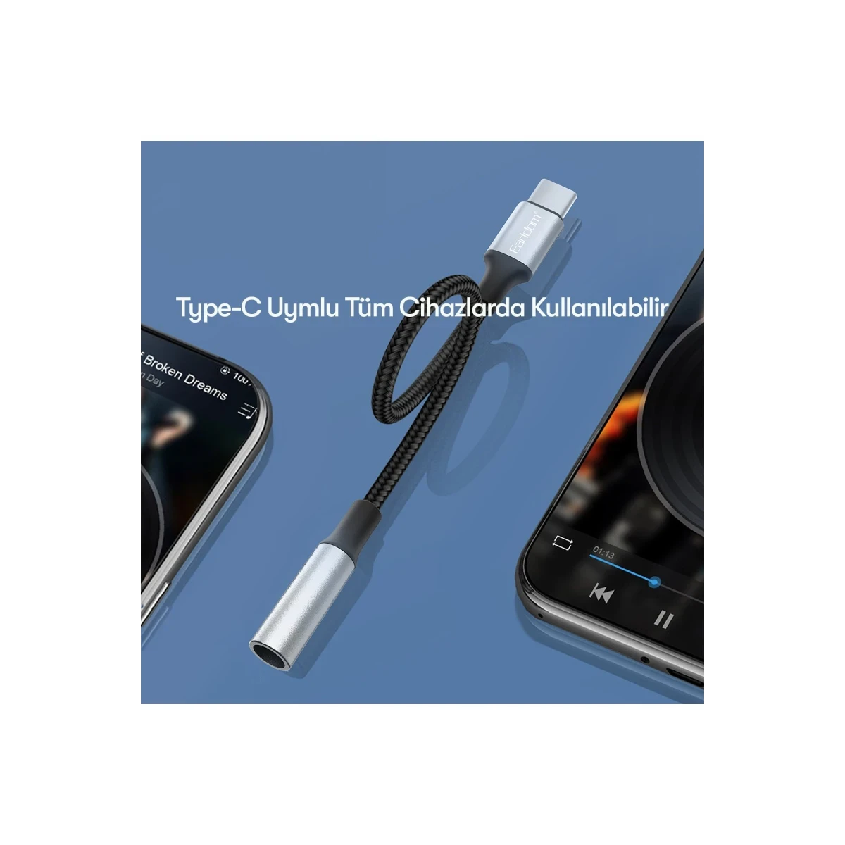 Earldom OT77 Tak Çalıştır Type-C to Aux Dönüştürücü - Siyah