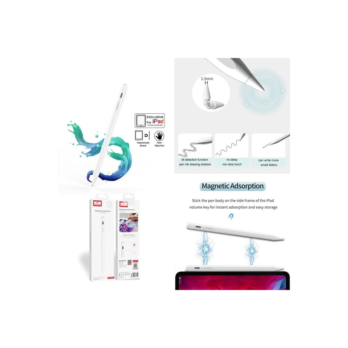 Earldom P4 iPad İçin Dokunmatik Stylus Kalem - Beyaz
