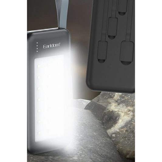 Earldom PB48 10.000 mAh 10W Led Işıklı 3in1 Dahili Kablolu Powerbank - Siyah