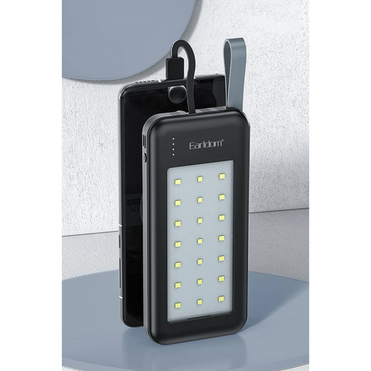 Earldom PB48 10.000 mAh 10W Led Işıklı 3in1 Dahili Kablolu Powerbank - Siyah