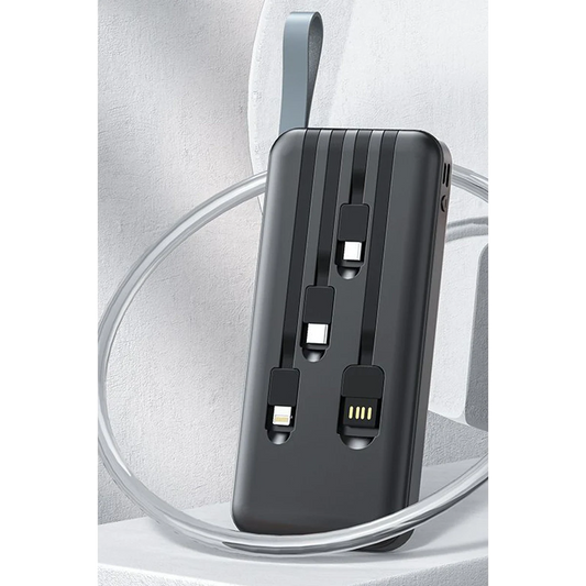 Earldom PB48 10.000 mAh 10W Led Işıklı 3in1 Dahili Kablolu Powerbank - Siyah