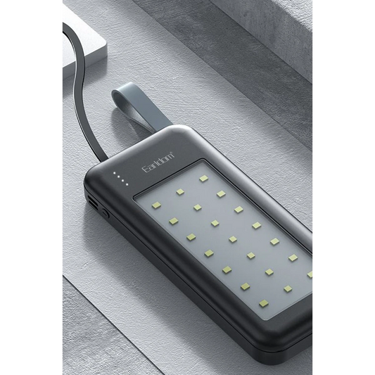 Earldom PB48 10.000 mAh 10W Led Işıklı 3in1 Dahili Kablolu Powerbank - Siyah