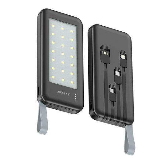 Earldom PB48 10.000 mAh 10W Led Işıklı 3in1 Dahili Kablolu Powerbank - Siyah