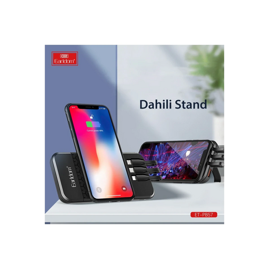 Earldom PB57 10.000 mAh 5in1 Kablosuz Şarjlı PD Hızlı Şarj Powerbank - Siyah