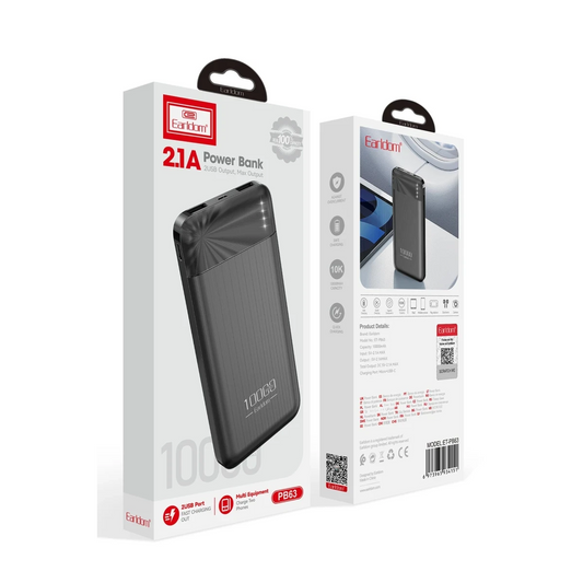 Earldom PB63 10.000 mAh 2 Adet 10W USB Çıkışlı Powerbank - Siyah