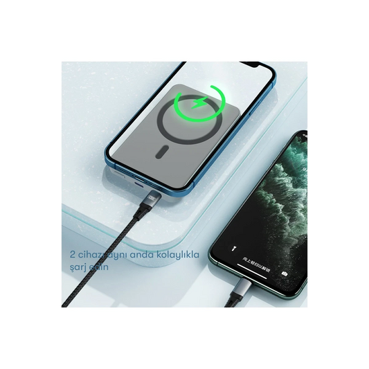 Earldom PD23 5.000 mAh 20W Kablosuz Şarjlı PD Hızlı Şarj Mini Powerbank - Mor