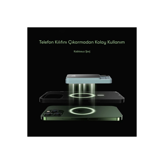 Earldom PD23 5.000 mAh 20W Kablosuz Şarjlı PD Hızlı Şarj Mini Powerbank - Mor