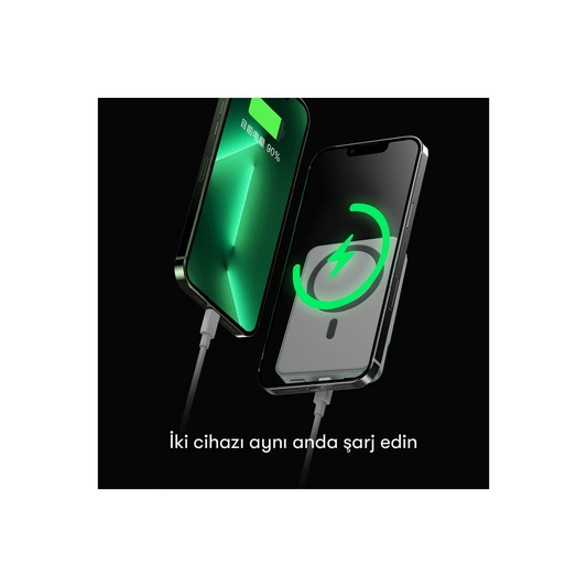 Earldom PD24 10.000 mAh 20W Kablosuz Şarjlı PD Hızlı Şarj Mini Powerbank - Gri