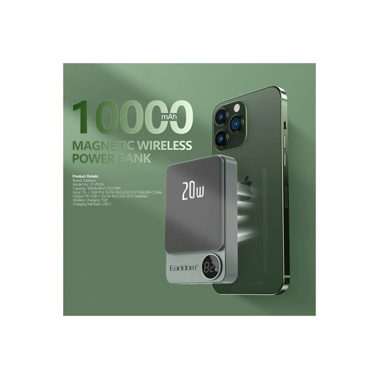 Earldom PD24 10.000 mAh 20W Kablosuz Şarjlı PD Hızlı Şarj Mini Powerbank - Gri