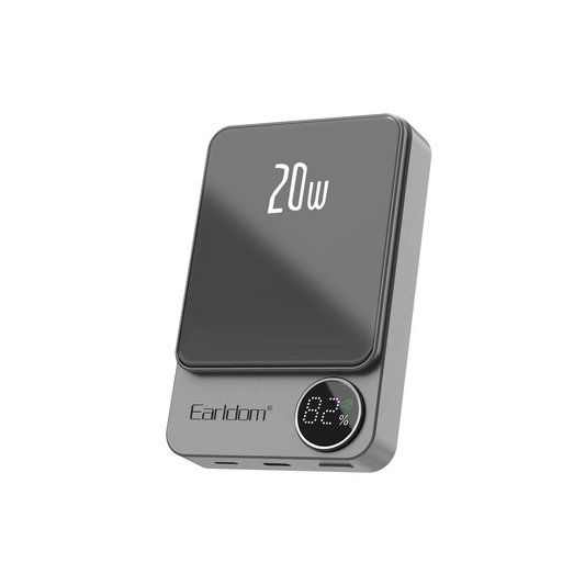Earldom PD24 10.000 mAh 20W Kablosuz Şarjlı PD Hızlı Şarj Mini Powerbank - Gri