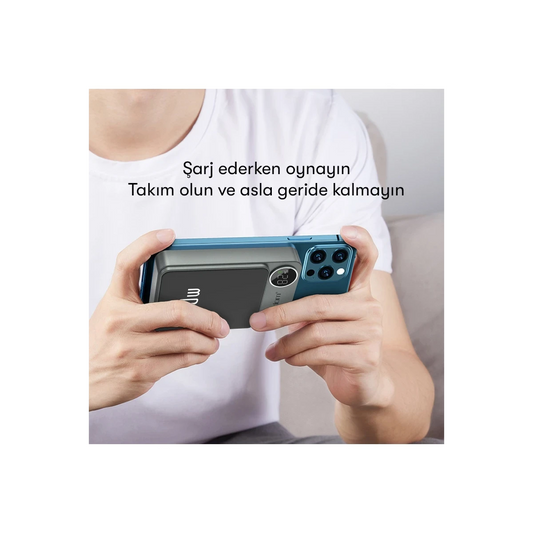 Earldom PD24 10.000 mAh 20W Kablosuz Şarjlı PD Hızlı Şarj Mini Powerbank - Gri