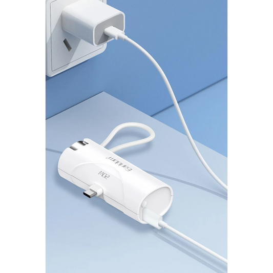 Earldom PD46 5.000 mAh 20W Dahili Type-C Çıkışlı Ekstra Dahili 2.5W Saat Şarj Kablolu PD Hızlı Şarj Mini Powerbank - Siyah
