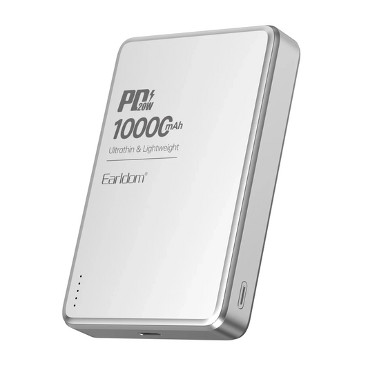 Earldom PD54 10.000 mAh 15W Kablosuz Şarj ve 20W Type-C Çıkışlı PD Hızlı Şarj Powerbank - Gümüş