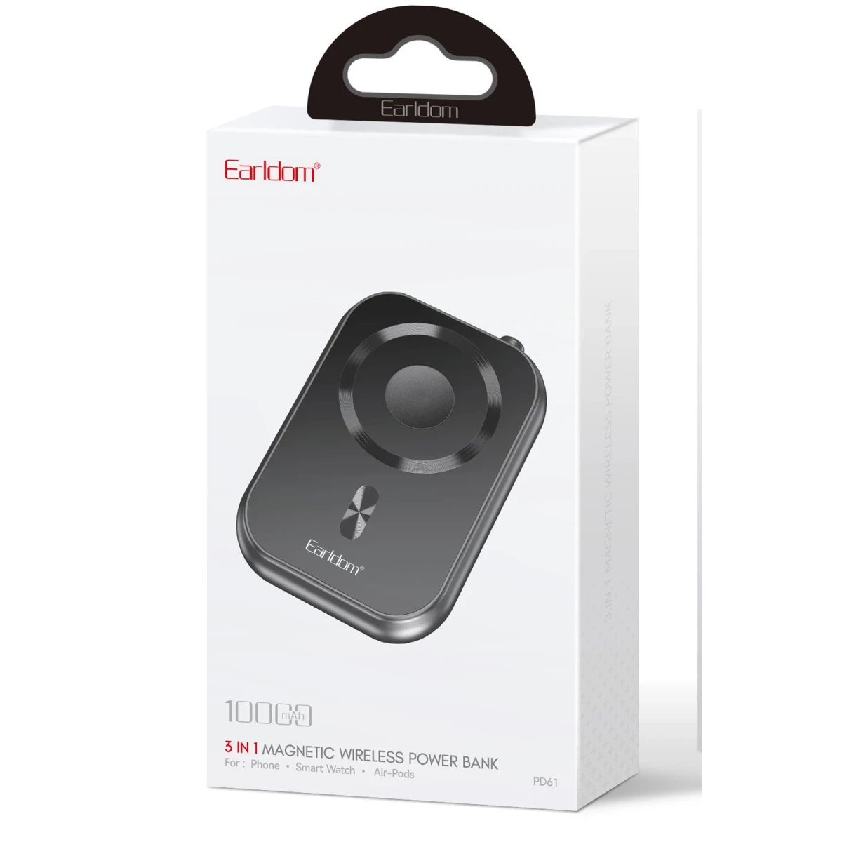 Earldom PD61 3in1 10.000 mAh 15W Kablosuz Şarj ve 20W Type-C Çıkışlı PD Hızlı Şarj Powerbank - Gri