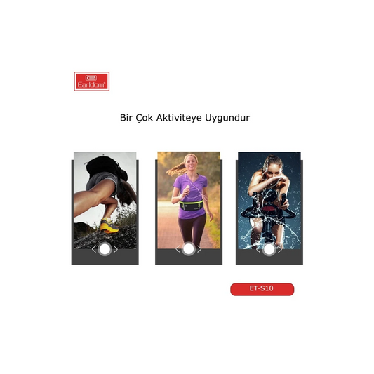 Earldom S10 Su Geçirmez Fosforlu Spor Bel Çantası - Siyah