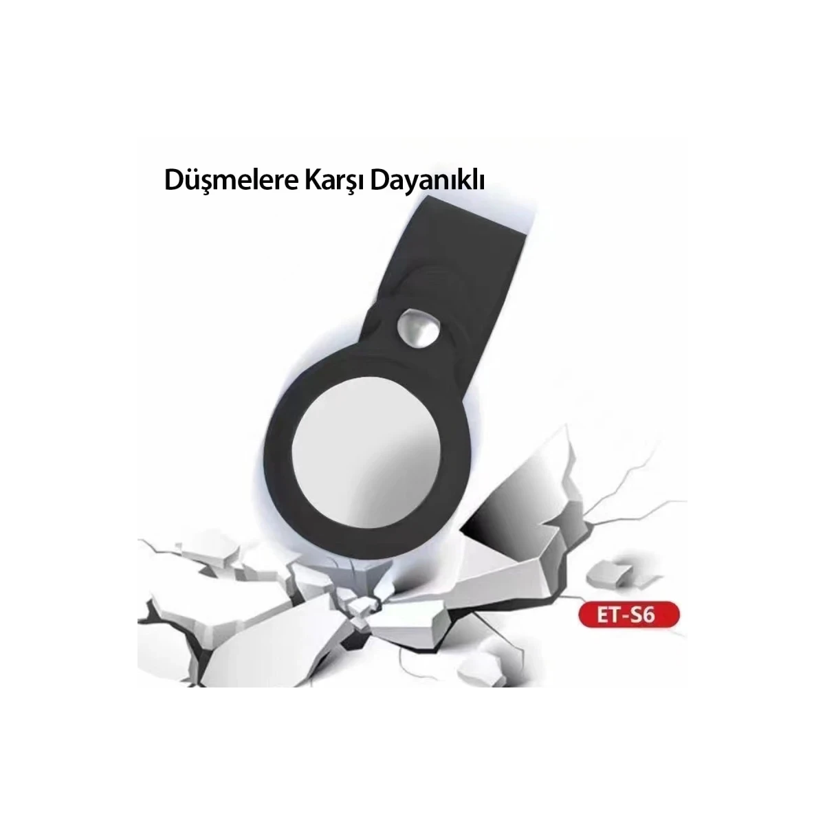 Earldom S6 Kopçalı Silikon Airtag Kılıfı - Siyah