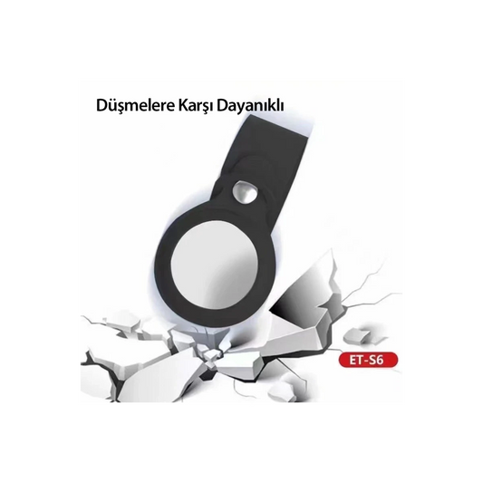 Earldom S6 Kopçalı Silikon Airtag Kılıfı - Siyah