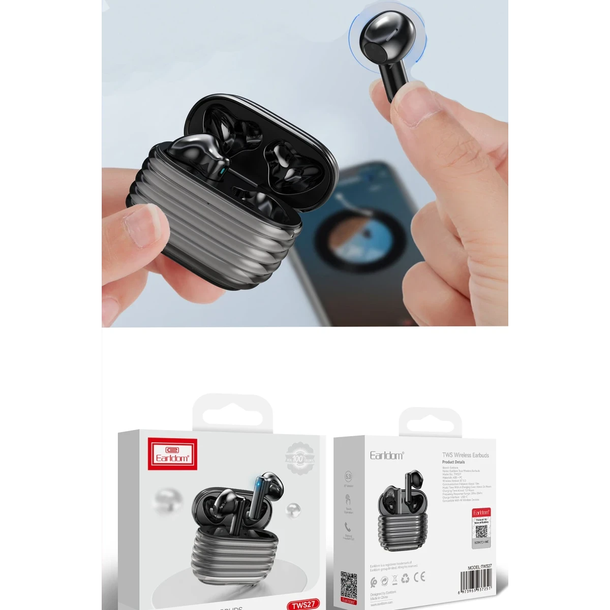 Earldom TWS27 Kablosuz Airpods Kulaklık - Siyah