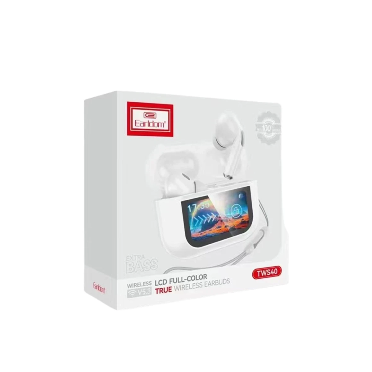 Earldom TWS40 Aktif Gürültü Engelleyici Özellikli Dijital Ekranlı Bluetooth 5.3 Kablosuz Airpods Kulaklık - Beyaz