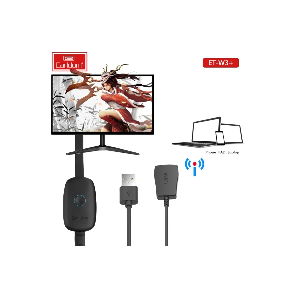 Earldom W3+ Kablosuz Görüntü Aktarıcı - Siyah