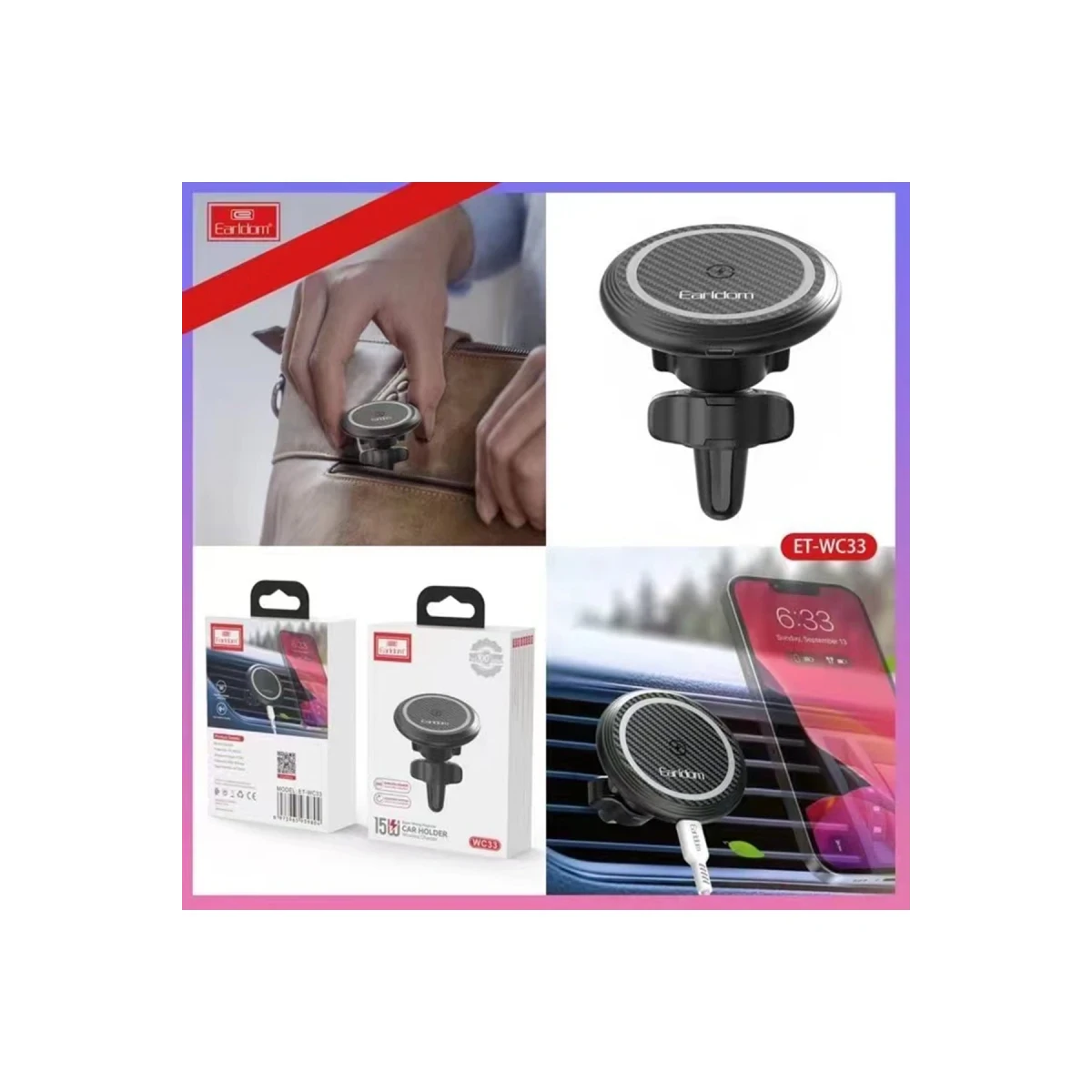 Earldom WC33 Ayarlanabilir Magsafe Araç Tutucu - Siyah