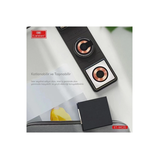 Earldom WC35 3in1 15W Magsafe Katlanabilir Masaüstü Kablosuz Şarj Standı - Siyah