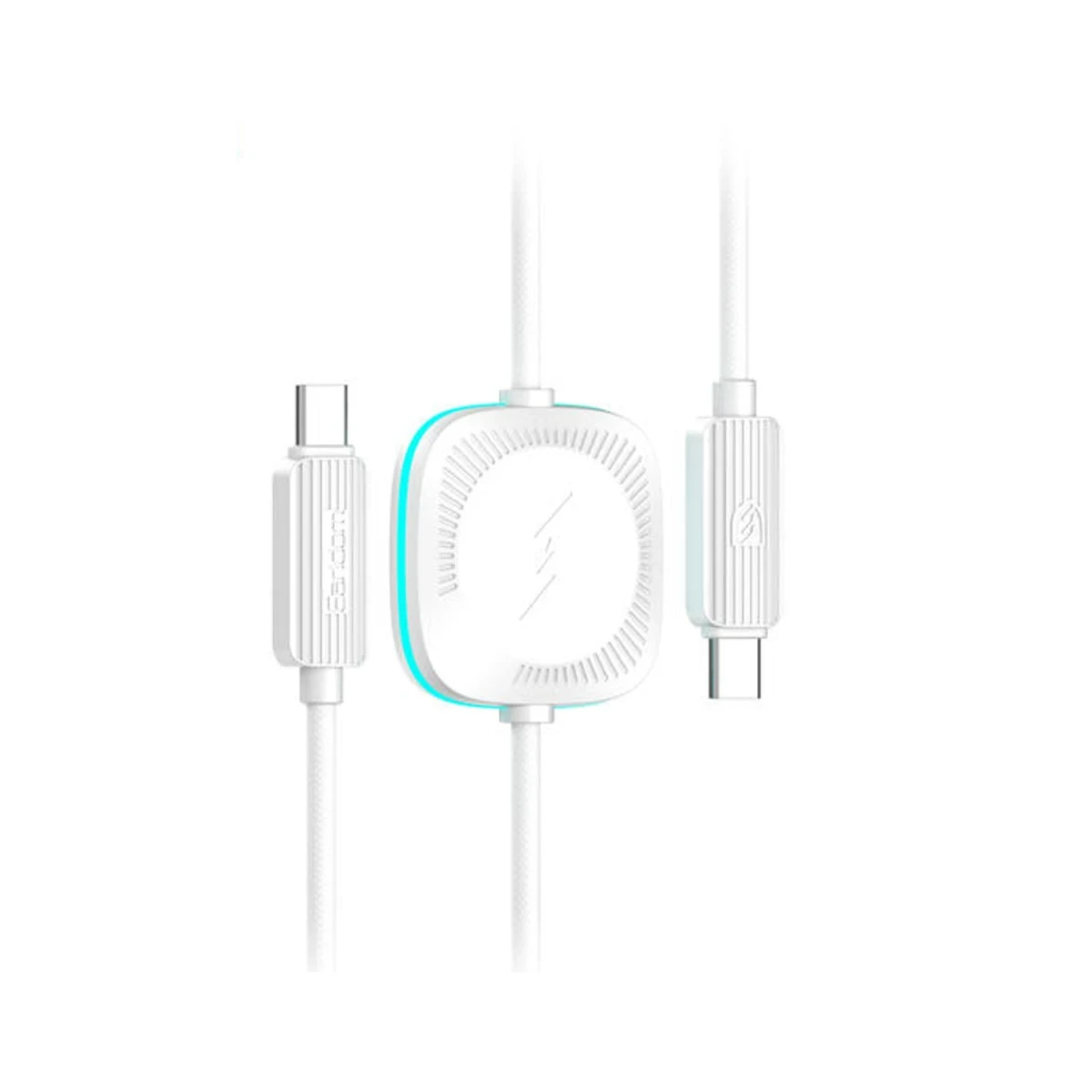 Earldom WC42 1.2M 60W Type-C to Type-C ve 2.5W Kablosuz Saat Şarj Çıkışlı 2in1 PD Hızlı Şarj Kablosu - Beyaz