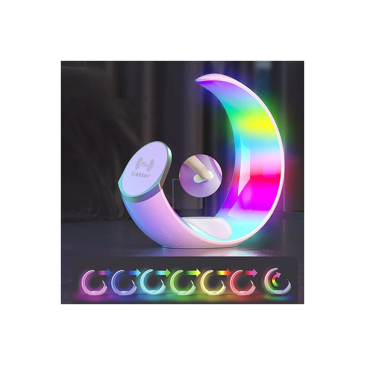 Earldom WC55 4in1 15W Telefon Saat ve Airpods İçin RGB Kablosuz Şarj Standı - Beyaz