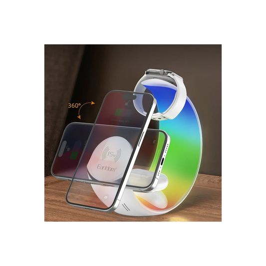 Earldom WC55 4in1 15W Telefon Saat ve Airpods İçin RGB Kablosuz Şarj Standı - Beyaz