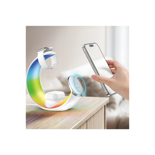 Earldom WC55 4in1 15W Telefon Saat ve Airpods İçin RGB Kablosuz Şarj Standı - Beyaz