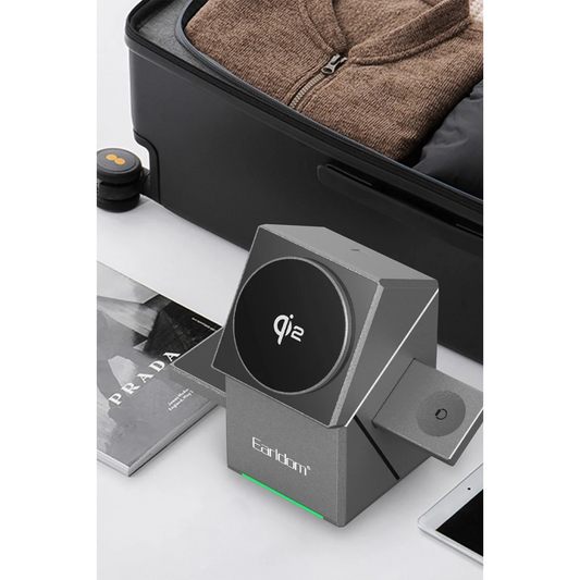Earldom WC65 3in1 15W Telefon 2.5W Saat ve 5W Airpods İçin Kablosuz Şarj Standı - Gri