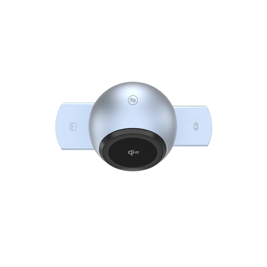 Earldom WC76 3in1 15W Telefon 2.5W Saat ve 5W Airpods İçin Dönebilen Kablosuz Şarj Standı - Gri