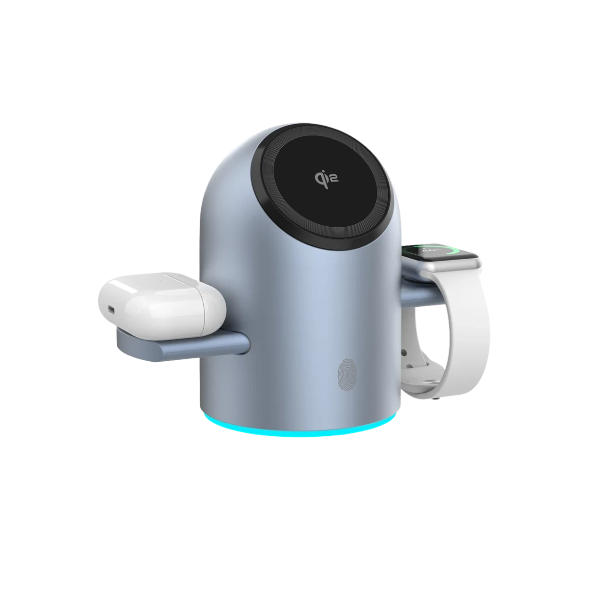Earldom WC76 3in1 15W Telefon 2.5W Saat ve 5W Airpods İçin Dönebilen Kablosuz Şarj Standı - Gri